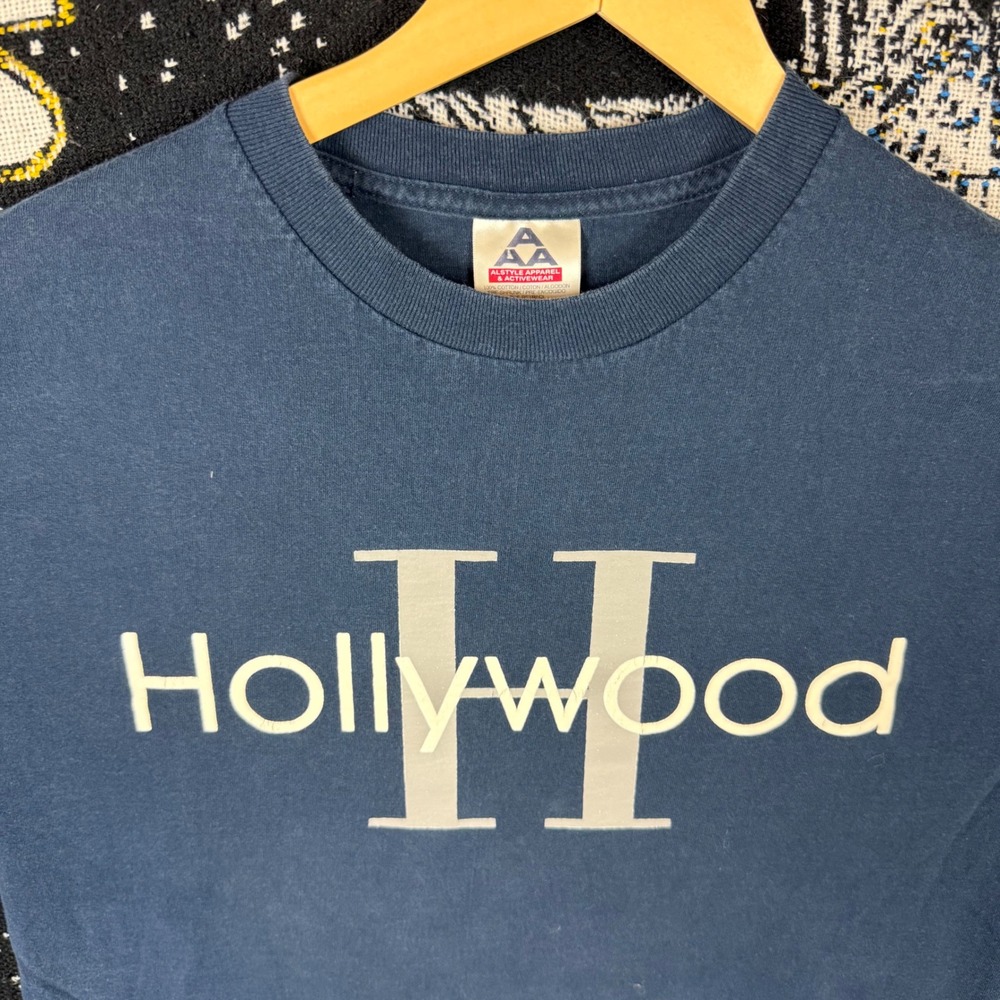 AAA Alstyle Apparel Hollywood Graphic T-Shirt Navy Blue Large Short Sleeve Tee